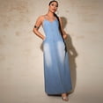 thumbnail image 3 of AURA Womens Plus Size Sleeveless Denim Maxi Dress A Line Washed Stretch Jean Dress 1XL 5XL, 3 of 6