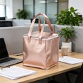 thumbnail image 5 of Scheam Large Insulated Pizza Bag Rose Gold Aluminum Foil Cake Thermal Bags with Zipper and Handles Portable Food Storage Delivery Bag,Reusable for Camping Picnic Takeaway 1Pcs, 5 of 7