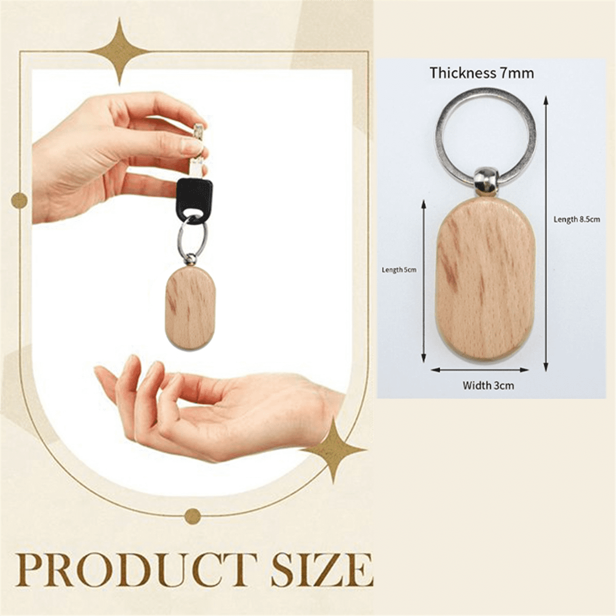 50 Pieces Blank Wooden Key Tag Key Engraving Blanks Unfinished Wood Keychain Key Ring Key Tags for DIY Crafts Style 16