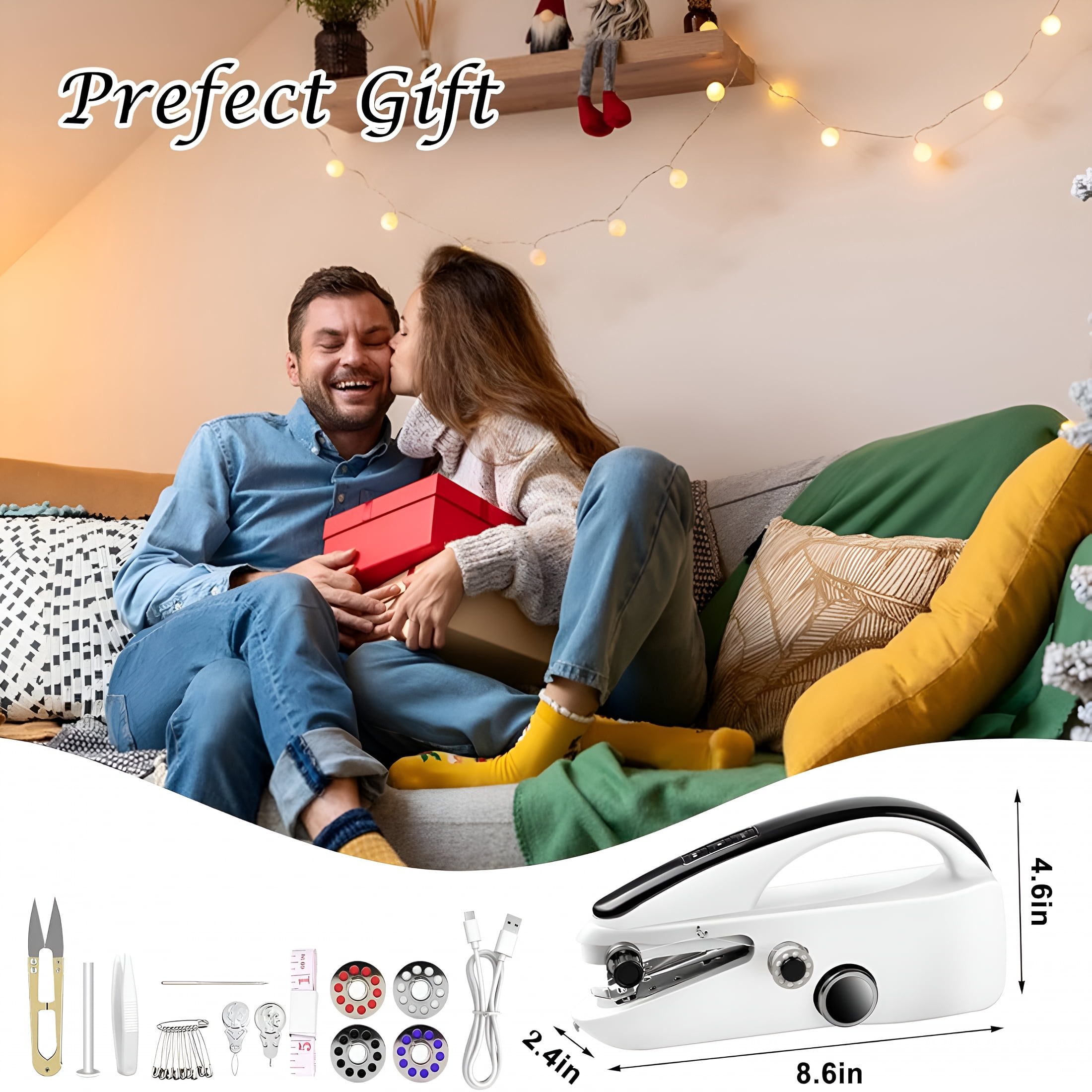 CURYMAY 2026 New Handheld Sewing Machine,Easy to Use Portable Electric Mini Sewing Machines for Beginners with Two Speeds,With Complete Accessories Kit,Suitable for Home,Travel and Diy(Black)