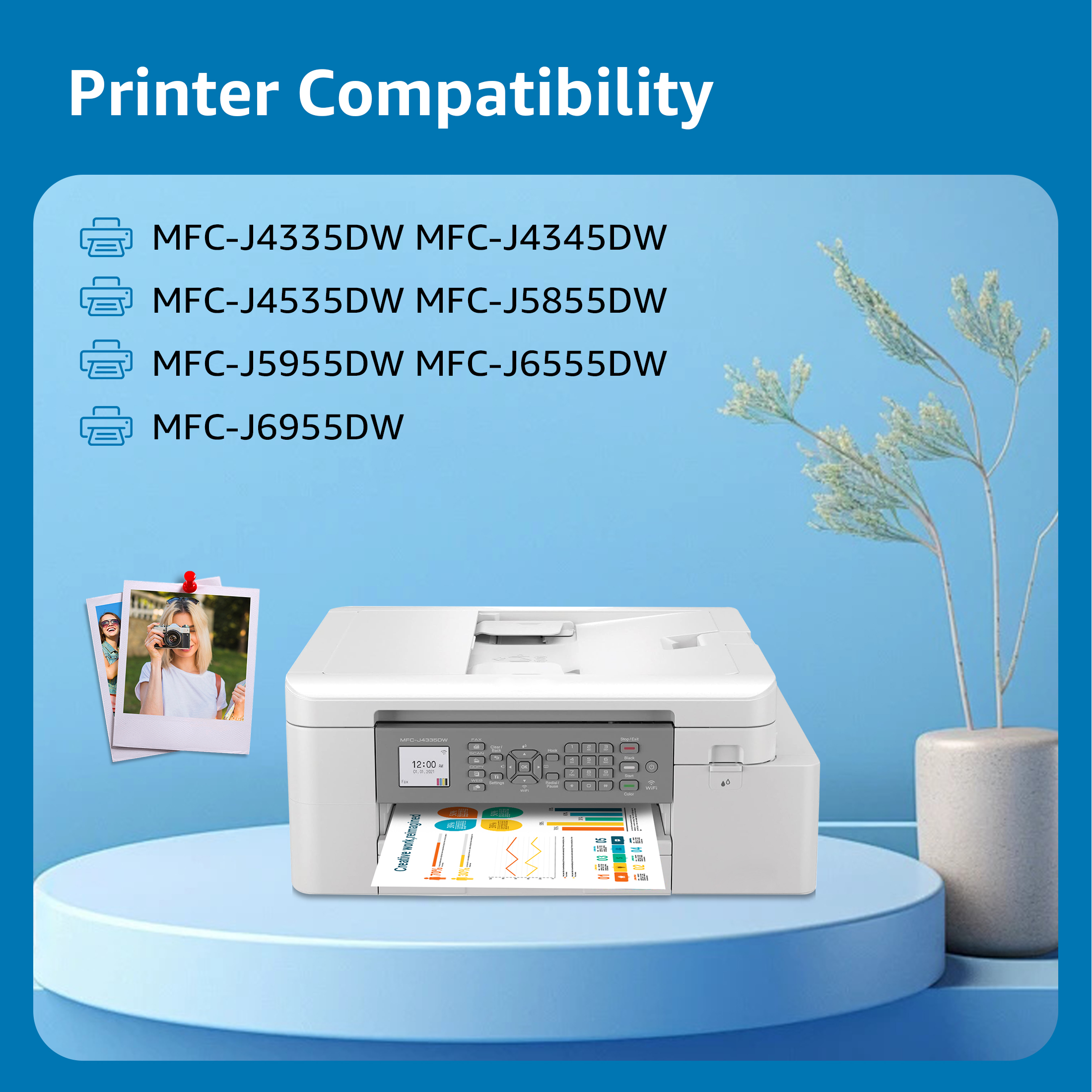 LC406 Ink Cartridges for Brother Printer J4535DW MFC-J4335DW MFC-J5855DW MFC-J6555DW MFC-J6955DW, Compatible LC406XL Ink Cartridges Combo Pack