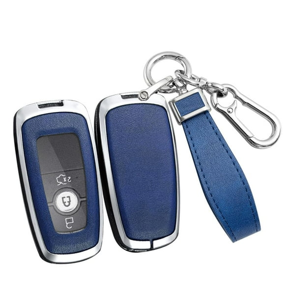 Key Fob Holder Compatible with Ford 3/4/5 Buttons Key,Metal and Leather Key Cover for F-150 F-250 F-350 F-450 F-550,Antiscratched Key Shell Fit for Lincoln Aviator Corsair 2020-up