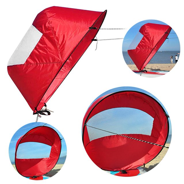 Paleta De Kayak Plegable Kayak plegable de 42 pulgadas con paleta de viento vela emergente con ventana transparente (rojo) Sywqhk Para Estrenar
