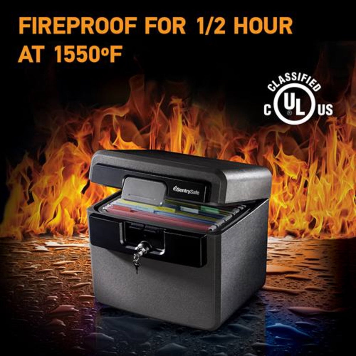 Gray Water and Fire Safe File Cabinet, 14.3 in x 15.5 in x 13.5 in inches