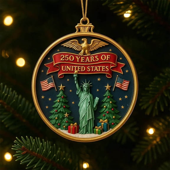 US 250th Anniversary Hanging Ornament - Patriotic Decor for Indoor Wall or Tree, America 250th Birthday Decorative Bells & Keepsake for Patriotic Americans
