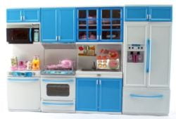 Barbie Doll House Kitchen Playset With Oven Cooker Refrigerator Cupboard pots 