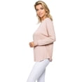 thumbnail image 3 of Women's Long Sleeve Surplice Open Back Top, CAMEL, M, 3 of 5