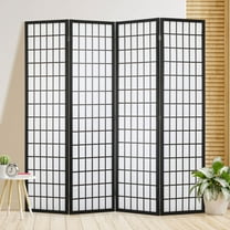 CL.HPAHKL 4 Panel Folding Room Divider, Shoji Style Privacy Screen Wooden Wall Divider