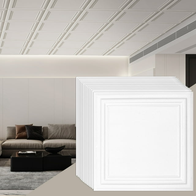 VEVOR Paneles para techo, paquete de 16, 20 x 20 pulgadas, poliestireno, fácil instalación, adhesivos
