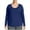 Blue, variant on YODETEY Tops for Women, Round-Neck Long Sleeve Shirts, Loose Pullover T-shirt Tops, Blue Women's Plus L
