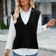 thumbnail image 4 of Qetyuw Cable Knitted Sweater for Women Chunky Sleeveless V Neck Sweaters Vests Solid Color Casual Loose Fit Pullover Jumpers, 4 of 6