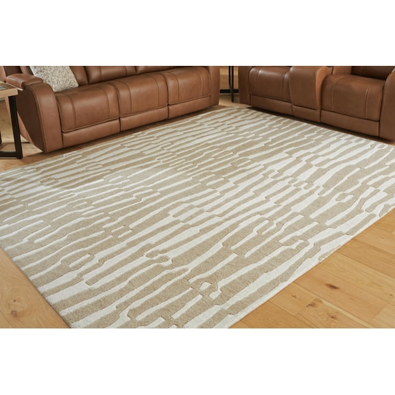 Signature Design by Ashley Corrbell 5' x 7' Area Rug, Beige White Abstract