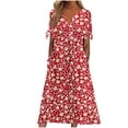 thumbnail image 1 of Robe Décontractée pour Femmes pour l'Été, Imprimé Vintage, Robe T-Shirt à Manches Courtes, Ample, Midi de Plage, Robe d'Été avec Poches, 1 of 5