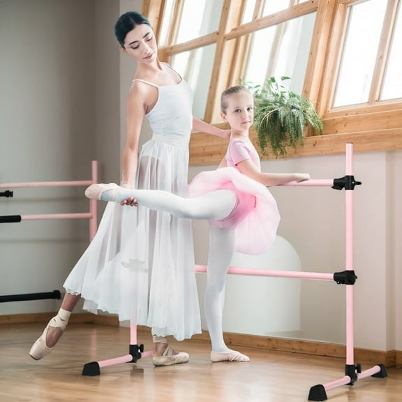 Resenkos Ballet Barre Portable, Freestanding Ballet Barre,Dancing Stretching Ballet Bar,4 Feet Portable Ballet Barre with Adjustable Height-Pink