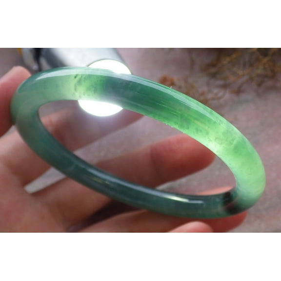 Certified Icy Green Burma 100% Natural A JADE Jadeite Circle Bangle Bracelet 57 mm 664750 TN