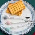 thumbnail image 4 of 6pcs Ceramic Handle Mini Stainless Steel Fork Flatware Tableware for Cake Coffee Dessert (Black Fork), 4 of 8
