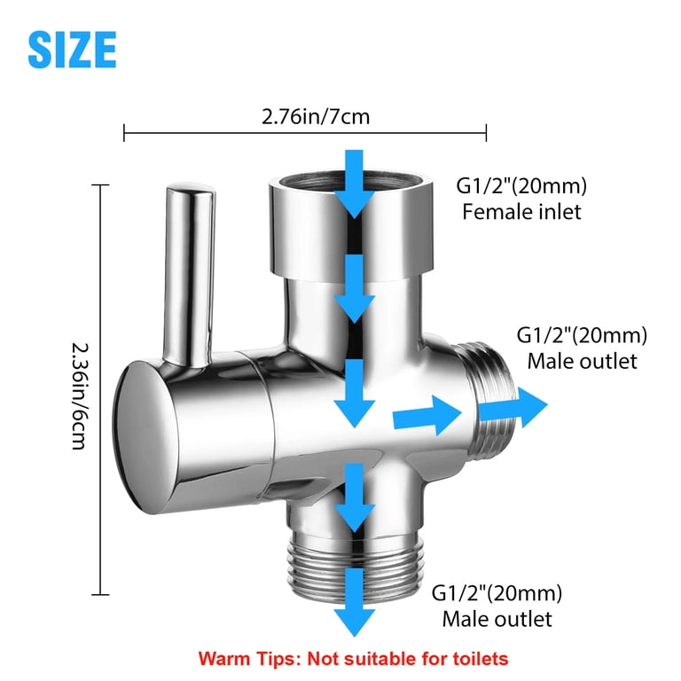 TSV 3-Way Shower Diverter Valve, G1/2" Brass photo 8