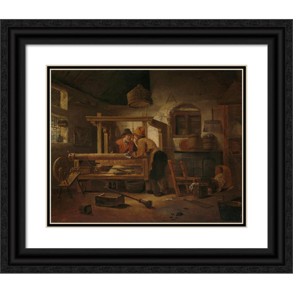 Cornelis Gerritsz Decker 18x15 Black Ornate Wood Framed Double Matted Museum Art Print Titled - Weaver s Workshop (1659)