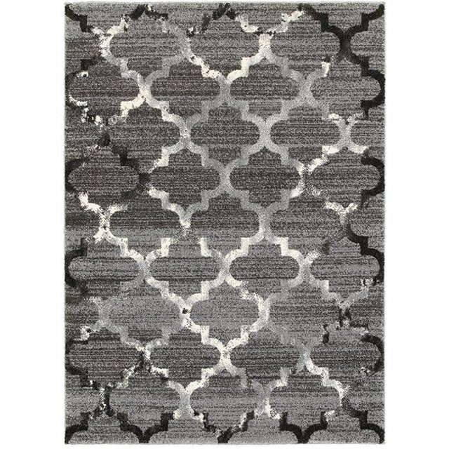 LR Resources SOFTS81164WGY5079 5 ft. x 7 ft. 9 in. Soft Shag Rectangle Area Rug, White & Light Gray