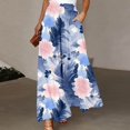 thumbnail image 2 of Swanpen Women's Summer Print Wide Leg Palazzo Pants Elastic Drawstring Waist Flowy Loose Fit Casual Long Trousers with Side Pockets, 2 of 5