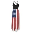 thumbnail image 3 of PALACLOTH Women Patchwork American Flag Independence Day Halter Sleeveless High-Low Tank Dress, 3 of 4