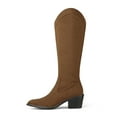 thumbnail image 2 of DREAM PAIRS Womens Cowboy Boots, Western Cowgirl Pull On Zipper Chunky Heel Pointed Toe Knee High Boots, 2 of 5