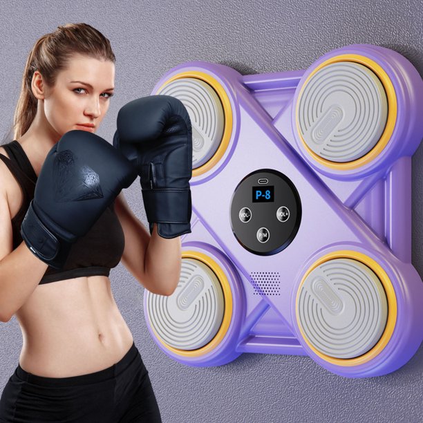 Almohadilla de perforación de pared de boxeo de música Bluetooth | Entrenador de coordinación mano-ojo con pantalla de objetivo retroiluminada | Conexión de teléfono inteligente | Almohadilla de