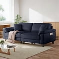 thumbnail image 2 of 83" Couch Premium PU Leather Sofa, Deep Seat Oversized Loveseat for Living Room (Includes 2 Pillows), Navy, 2 of 8