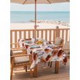 thumbnail image 2 of Outdoor Tablecloth with Umbrella Hole for Patio/Picnic/Party/Camping, Orange Floral Waterproof Table Cloth Rectangle Table Cover Washable, Vintage Cornflower Leaves Rustic Plants (60"x 120"), 2 of 8