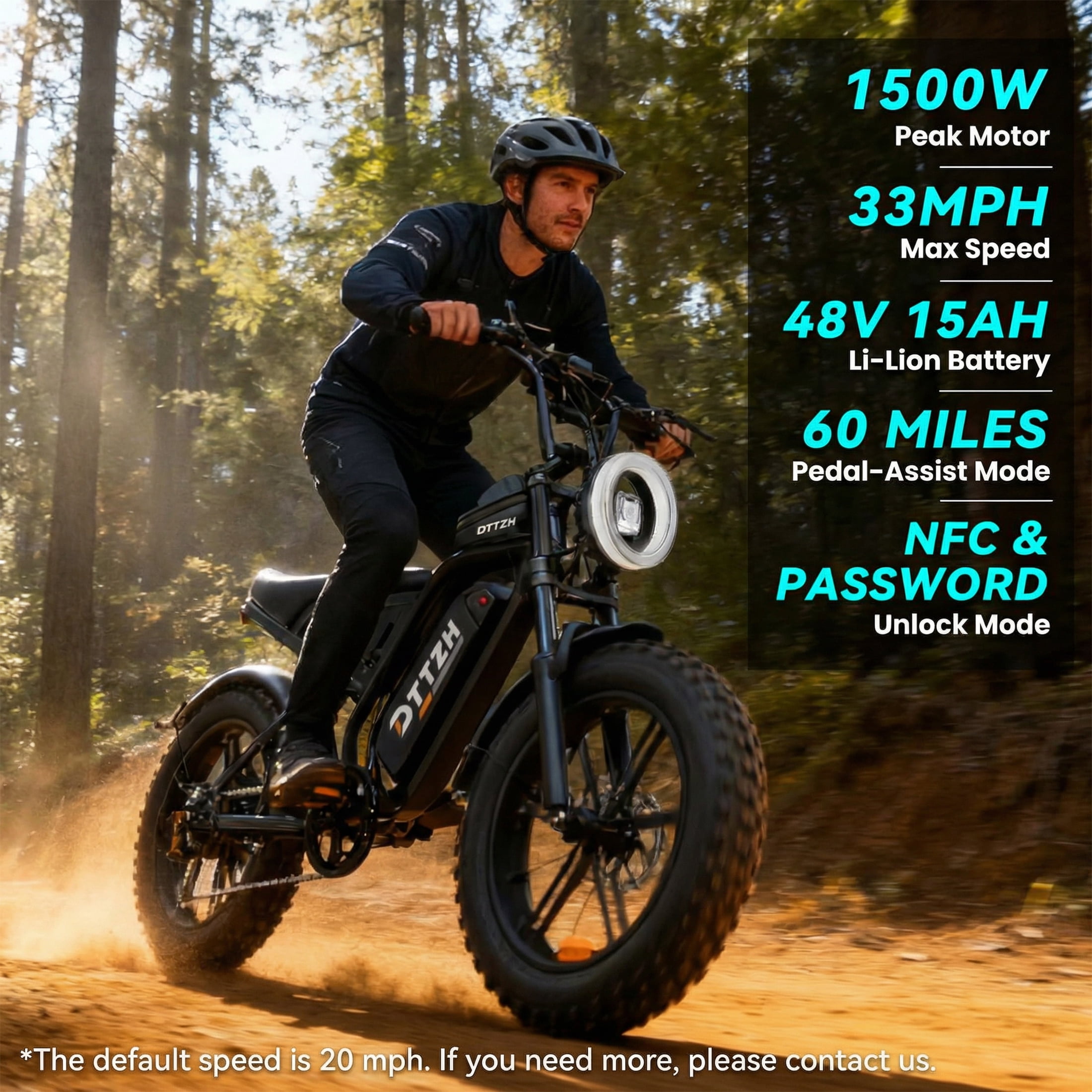 1500W Adult Electric Bike, 33MPH Fast E Bikes for Adults Electric, 20" x 4" Fat Tire Ebike, 750W Motor Long Range Electric Mountain Bikes, 48V 15Ah UL 2849 Certified, 60 Miles Range