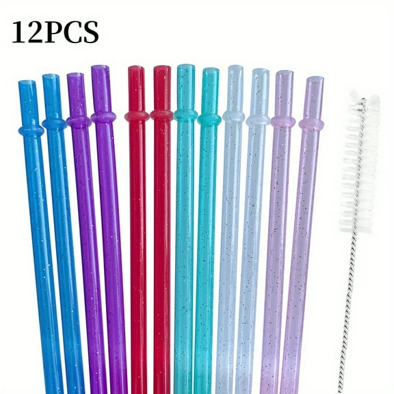 12-Pack Reusable Drinking Straws for 20-40oz Tumblers – Flexible Polypropylene Straws, Multi-Color Replacement Straws for Cups & Travel