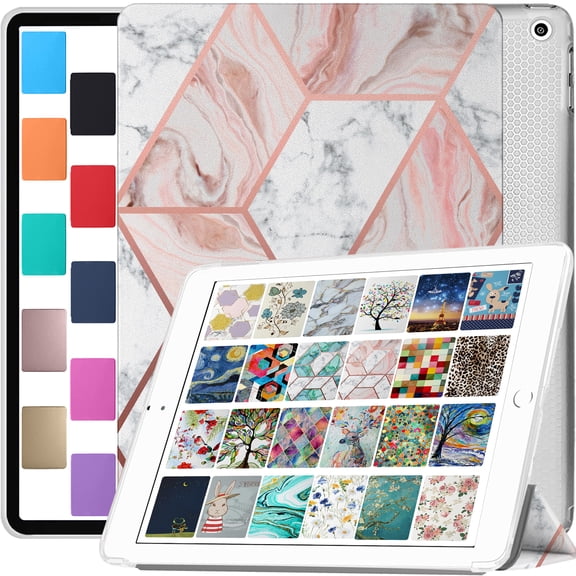 iPad Mini 5 Gen 2019 7.9 Inch [ Mini 5th Gen ] A2133 A2124 A2126 MUQY2LL/A MUQW2LL/A MUQX2LL/A MUU62LL/A MUU32LL/A MUU52LL/A Shockproof Printed Cover with Clear Transparent Back Shell - Marble Pink