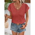 thumbnail image 3 of Womens V-Neck Off-Shoulder T-Shirt Short Sleeve Summer Blouse For Women, 3 of 5
