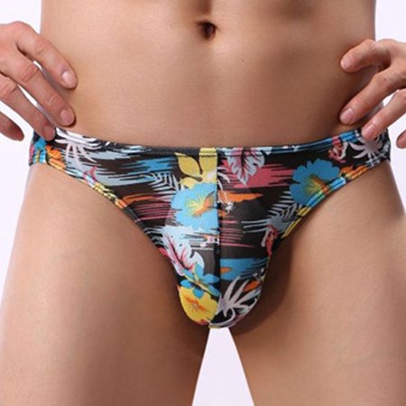 

Men Mesh Thong Underwear Lingerie Print Breathable Underpants Bulge Pouch