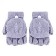 thumbnail image 5 of Eoperou 1 Pair Winter Gloves Thick Coral Fleece Half-finger Solid Color Flip Cover Warm Cold-proof Soft Anti-slip Mittens Student Writing Typing Gloves, 5 of 8