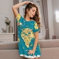 thumbnail image 3 of Sikiie World Map With Landmarks Print Women's Short-sleeved Nightdress, Round Neck Pullover Nightdress Pajamas Summer Home Wear, 3 of 6