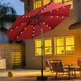 thumbnail image 4 of Pemberly Row 10ft Patio Solar Umbrella LED Patio Market Steel Tilt in Red, 4 of 6