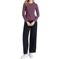 thumbnail image 2 of CAMISAS A RAYAS INSPIRADORAS CHIC PARA MUJERES, MANGA LARGA, TOPS DE ALGODÓN, CUELLO REDONDO, CAMISETAS AJUSTADAS, OUTFITS CASUALES XS RAYAS ROSADAS, 2 of 6