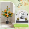 thumbnail image 5 of Artificial Camellia Tree 2 Pack, 36"Faux Camellia Plant in Pot with Orange Flowers, Greenery Potted Plant for Indoor Outdoor Office Home Porch Decor, Orange,Gift for Mother's day, 5 of 9
