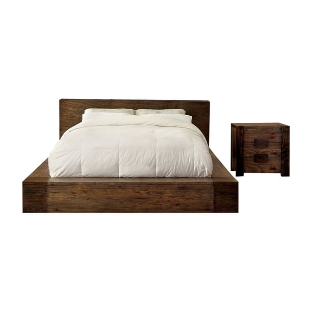 Foa Elbert Rustic 2pc Natural Solid, California King Bed Frame And Mattress Set