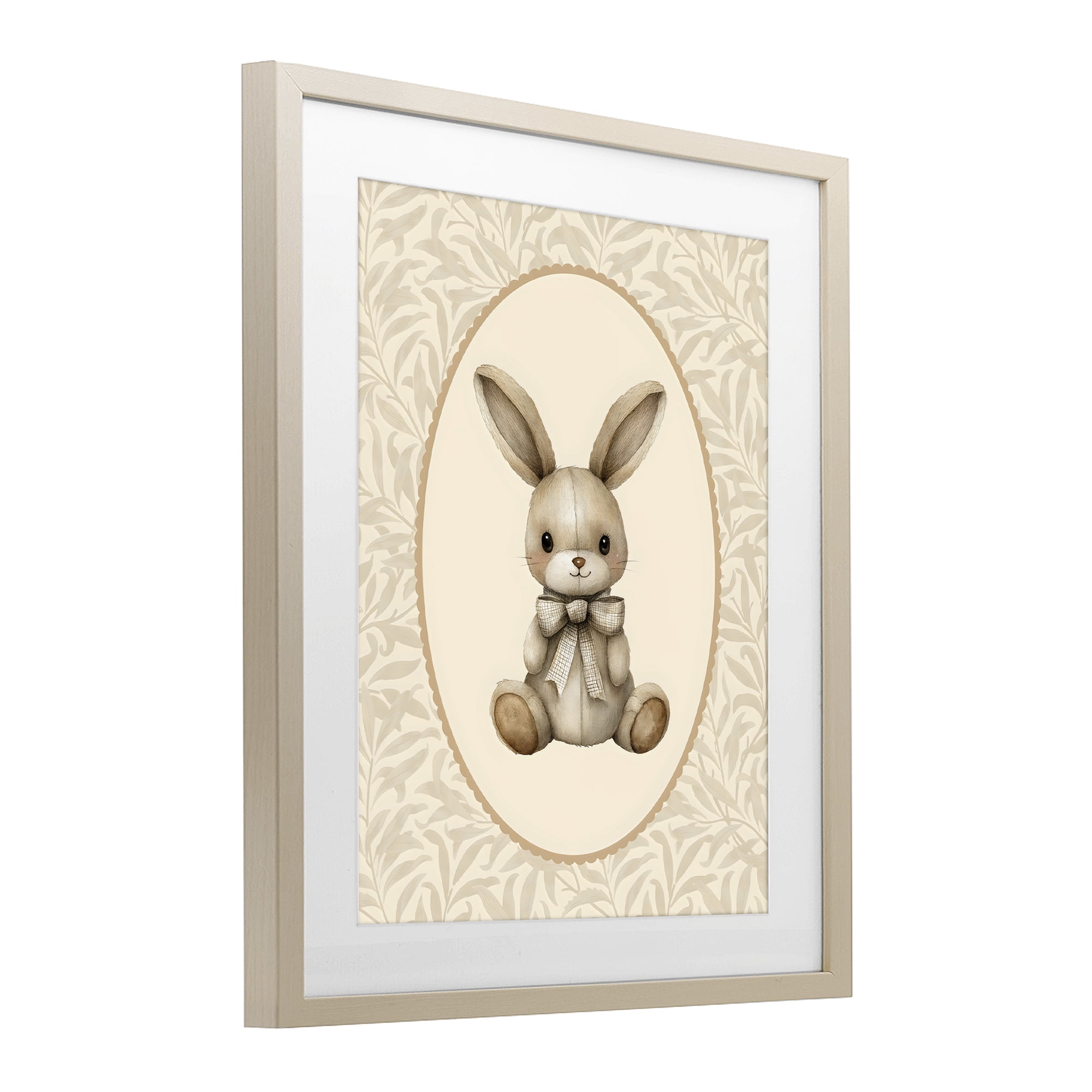 Stupell Industries Neutral Bunny in Oval Border Birch Framed Print Under Glass, design by LSR Design Studio