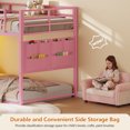 thumbnail image 5 of Low Bunk Bed Twin Over Twin Size with 6 Storage Drawers and LED Lights, Reversible Metal Bunk Beds with 6-Pocket Organizer and Storage Staircase, Twin Loft Bed with High Guardrails, Pink, 5 of 8
