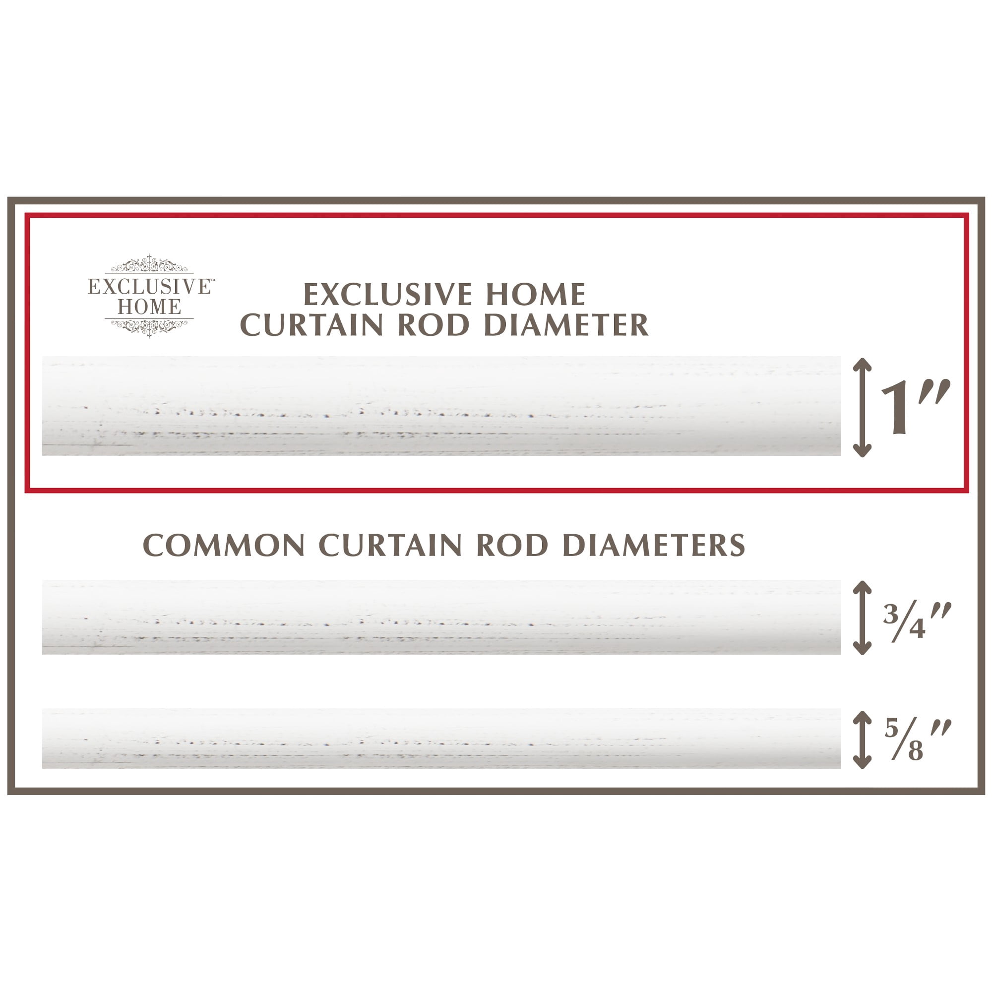 Exclusive Home Duke 1" Curtain Rod and Finial Set, Distressed White, Adjustable 36"-72"
