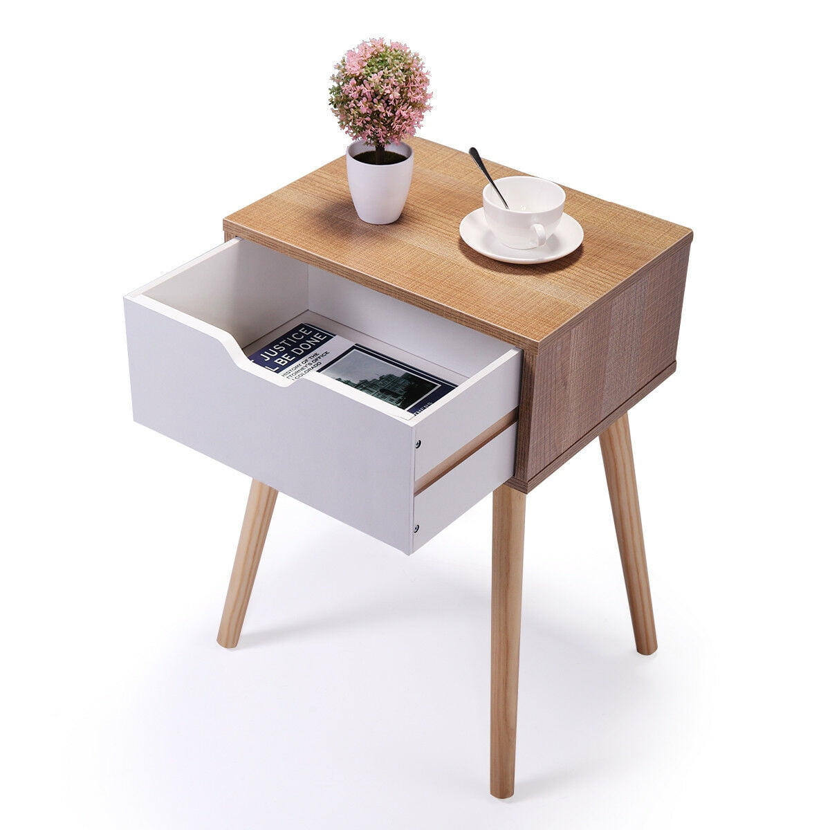Kepooman Night Stand with Storage Drawer, Modern Furniture Wood End Side Table - Walnut Kepooman Night Stand with Storage Drawer, Modern Furniture Wood End Side Table - Walnut