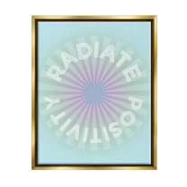 Stupell Industries Radiate Positivity Blue Geometric Religious Painting Gold Floater Framed Art Print Wall Art