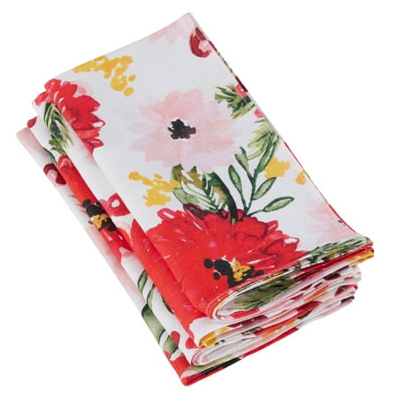 

Fennco Styles Beautiful Holiday Wild Floral 100% Linen (Holiday Floral 20 x20 Napkin-Set of 4)