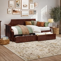 AFI Cambridge Wood Twin Size Daybed Frame with 2 Storage Drawers, Walnut