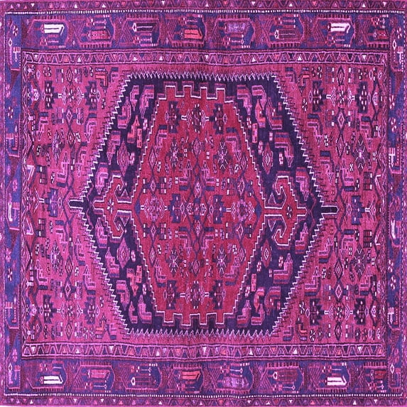 Ahgly Company Indoor Square Persian Purple Traditional Area Rugs, 7' Square