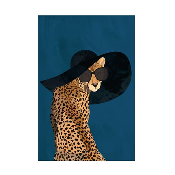 Sarah Manovski 'Fashionable Cheetah wearing a sunhat' Canvas Art