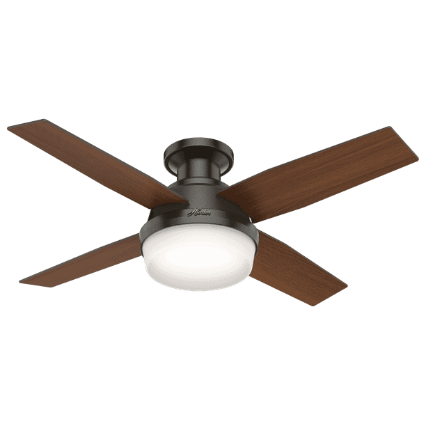 Flush Mount Ceiling Fan In Noble Bronze, Hunter Baseball Ceiling Fan